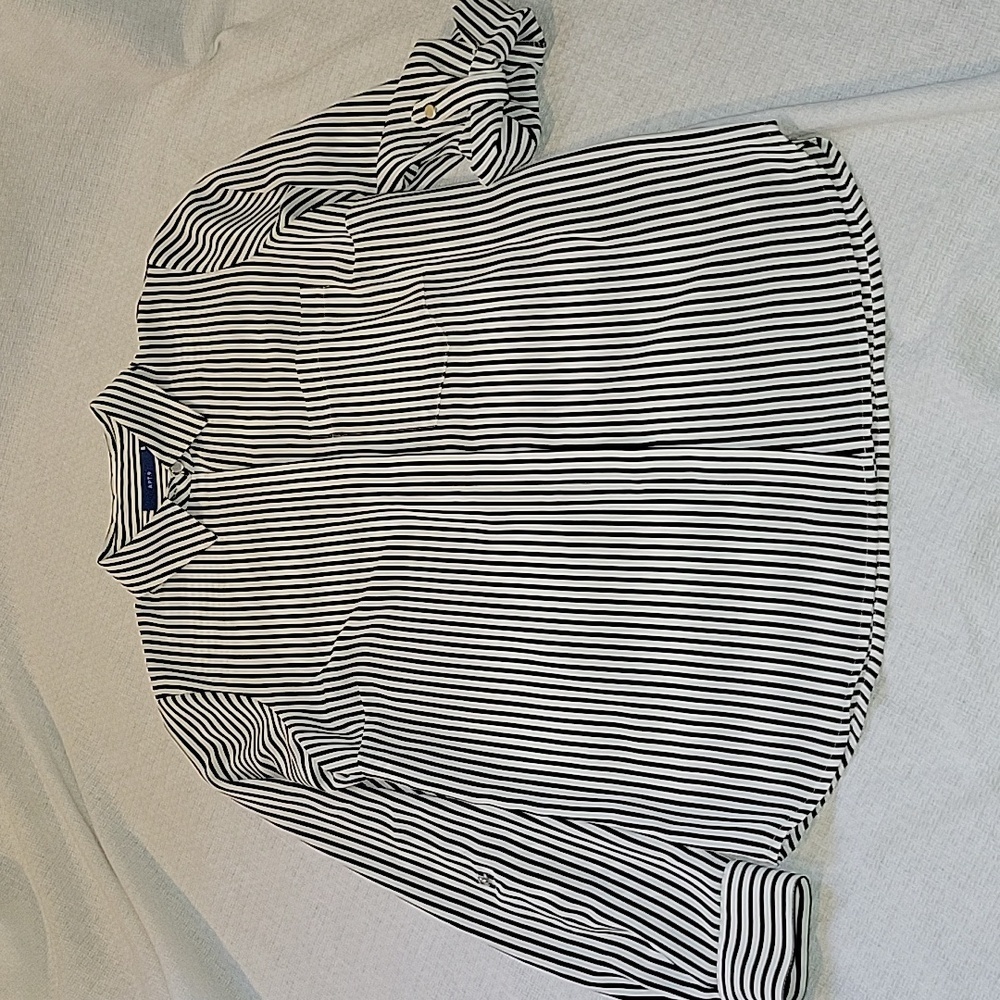 Apt. 9 Black White Striped Button-down Blouse XS Mint Condition